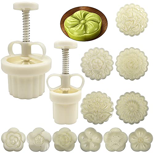 2 zestawy foremek do ciastek księżycowych z 11 zszywkami, FineGood DIY foremka do ciastek 50 g 100 g prasa do kwiatów forma do ciasta księżycowego ręczne narzędzia do pieczenia ciastek księżycowych