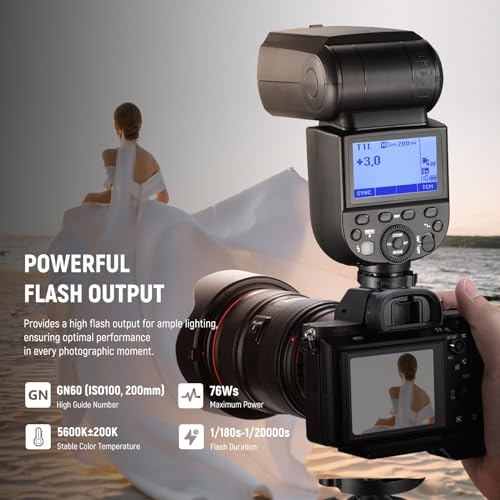 Image of NEEWER Z760-S TTL Camera Flash Speedlite Compatible with Sony, 76Ws GN60 2.4G 1 /8000s HSS Speedlight, TCM Conversion, 7.4V /2600mAh Lithium Battery Charger Set, 480 Full Power Flashes