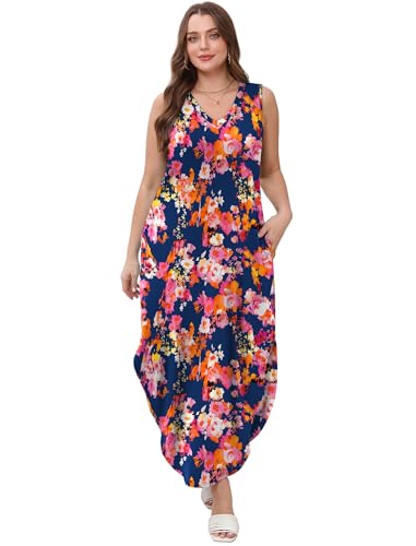 Image of Sampeel Summer Dresses Maxi Dress Vacation Beach Sundresses 2025 with Pockets