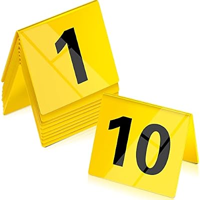 10 Pcs Evidence Markers Detective Scene Markers Decorations Number ID Tents for Clue Game Murder Theme Halloween Party Supplies, Yellow