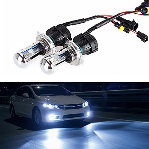 Troniz H4 9003 Bi-Xenon HID Bulbs 35W Super Bright Dual Hi/Lo Headlight Bulb Replacement, 8000K Ice Blue, Pack of 2