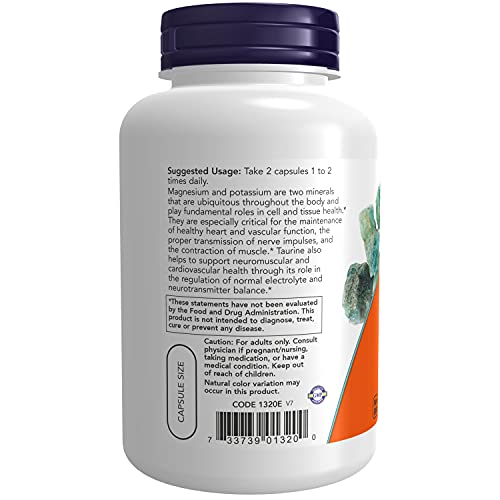 Now Supplements, Magnesium & Potassium Aspartate With Taurine, Heart Health*, 120 Veg Capsules #TOP2