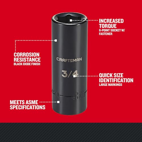 Image of CRAFTSMAN Deep Impact Socket, SAE, 1 /2-Inch Drive, 3 /4-Inch (CMMT16061)
