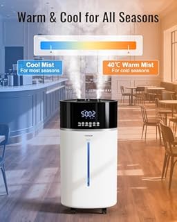 Yokekon Cool and Warm Mist Humidifier Large Room, 4.76Gal/18L Humidifiers for Bedroom 2500 sq ft, Air Humidifiers for Home with Diffuser&Extended Tube, Whole House Humidifiers for Nursery Baby Plants