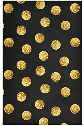 Kigai 6 Pack Kitchen Towels Polka Dot Black & Gold Dishcloths Absorbent Dish Towel Tea Towels for Home Restaurant Easy to Clean Dishes Cloth 28" x 18"