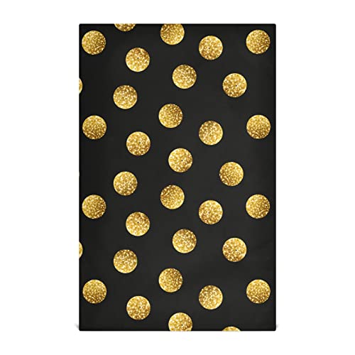 Kigai 6 Pack Kitchen Towels Polka Dot Black & Gold Dishcloths Absorbent Dish Towel Tea Towels For Home Restaurant Easy To Clean Dishes Cloth 28" X 18" #TOP1