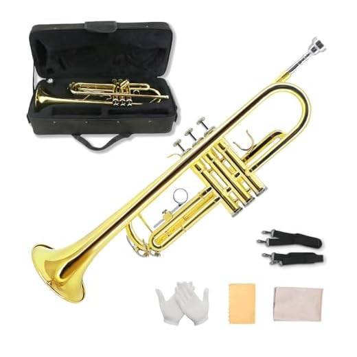 YoungMonic Juego de trompeta estándar Bb para principiantes o estudiantes con funda rígida de transporte, boquilla 7C, paño de limpieza y guantes