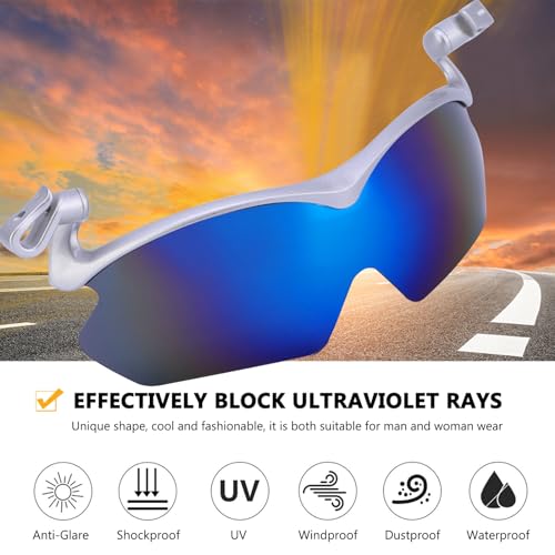 DEECOZY Men's Clip On Sunglasses, Outdoor Polarized Sunglasses, Clip Cap Sports Sun glasses That Can Be Clipped on the Hat Cap for Men Women Cycling Fishing Traveling Hiking Climbing (Blue)2