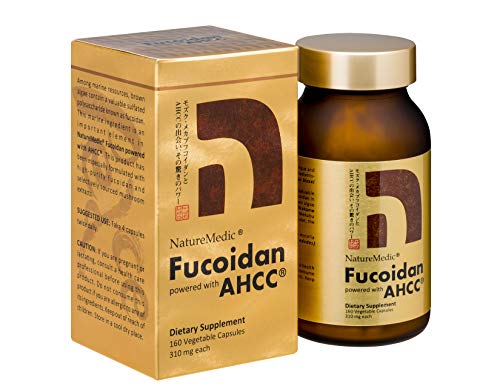 Naturemedic Fucoidan Powered With Ahcc® Brown Seaweed Immunity Supplement With High Purity Organic Mekabu Mozuku Agaricus 1 Bottle - 160 Vegetable Capsules Made In Japan #TOP1