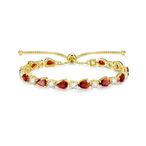 Bracelet tennis pierre de naissance FANCIME en argent poire plaqué or pour femme