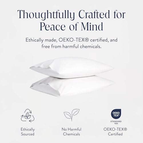 Brooklinen Luxury Sateen Pillowcases - Set of 2, 100% Long Staple Cotton with Envelope Closure, Smooth Fabric, Soft & Durable, Machine Washable - King Size (White)