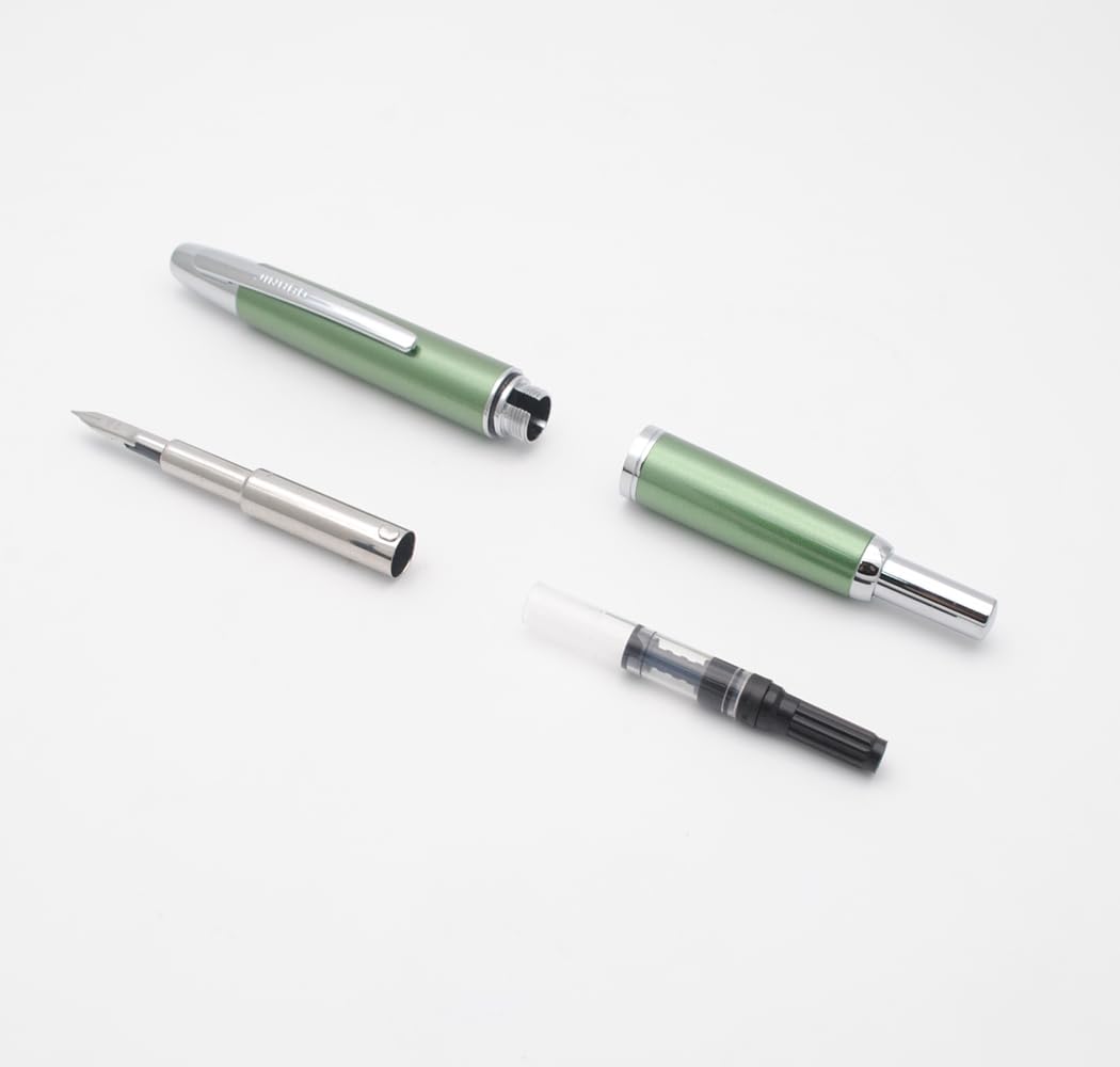 JINHAO 10 Press Fountain Pen Retractable Metal Pen with Ink Converter (Extra Fine Nib, Pine Green) - Image 4