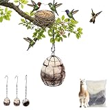Bird Nesting Material, Hummingbird Nesters, Natural Alpaca Wool Material ​for Wild Birds, Design for Bird Lover Gifts, Nesting Balls for Wild Birds, Refillable Outdoor Birds Nesting Station(3pcs)