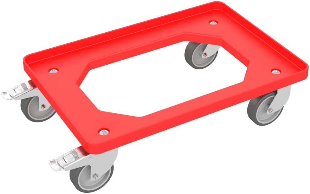Chariot compact Auer Packaging avec roues rouge pour bac Euro 60x40