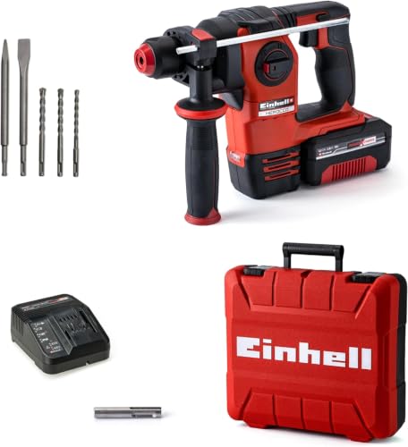 Einhell Akku-Bohrhammer HEROCCO Kit +5 (1x3,0Ah) | PXC | 18 V | 2,2 Joule | 18 Nm | SDS-Plus | 3,0 Ah Akku & Ladegerät | 3x Bohrer | Flachmeißel, Spitzmeißel