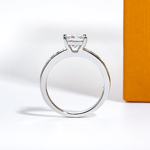 Moissanite Engagement Rings 1.27cttw D Color VVS1 Clarity Round Brilliant Cut Channel Set S925 Sterling Silver 6 Prong Solitaire Promise Wedding Rings for Women with Certificate4