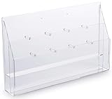 Clear Acrylic Countertop Literature Holder with Adjustable Pegs for Brochures or Magazines - Wall Mounting Optional - 23