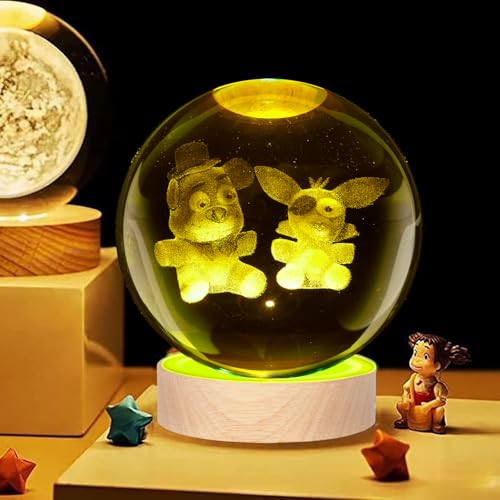 Image of Large 3D Bear Crystal Ball Night Light, Crystal Lamp with Colorful LED Light Base for Bedroom Decor, Birthday Christmas Gift for Teens Boys and Girls (Multicolor Bear)