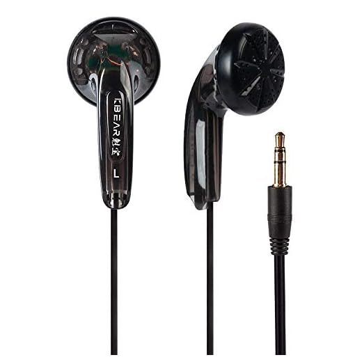 Kinboofi KBEAR Stellar Lightweight Stereo Earbud Headphones, Classic Style Earbud Black Earphone Wired Headset (Clear Black NO Mic)…