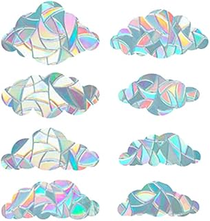 GORGECRAFT 8Pcs Rainbow Window Clings 3D Decorative Window Film Cloud Shape Anti-Collision Window Stickers Door Window Static Cling for Kitchen Dining Room Bedroom