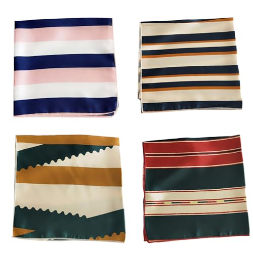 Women Girls Square Scarf, Small Hair Scarf Square Head Neck Scarf Hair Tie Band,4 pcs2
