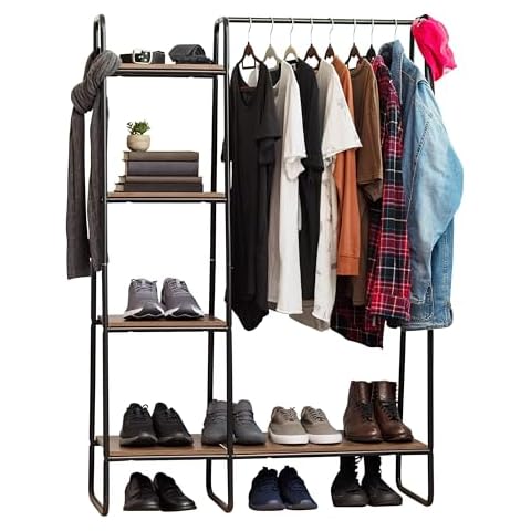 IRIS USA Freestanding Clothing Rack with Shelves Cover