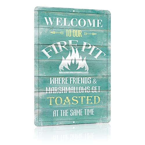 Yniaun Decor Funny Camping Decor Retro Backyard Metal Tin Sign
