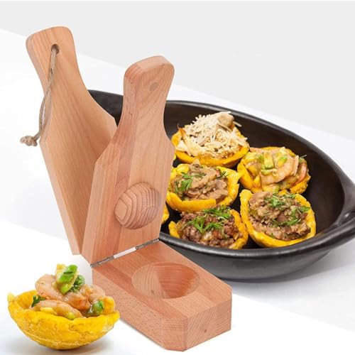 Tostones - Pressa per piantaggine in legno con manico, per schiacciare banane e piantaggine, per fritti di platano, patatine fritte e tazze di tostoni, facile da usare, utensili da cucina