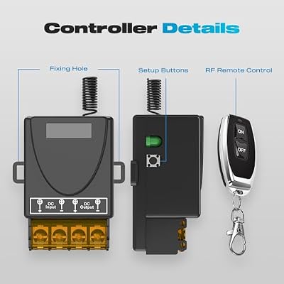 12V Remote Switch Wireless, Malictele DC12V/24V/48V/72V 30A Relay RF Control Switch with 328ft Long Range for Anti-Theft Alarms Security Systems luminaire Roller Lind Door Motor