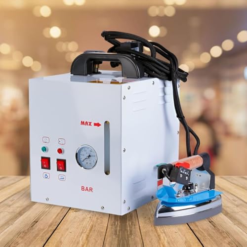 Estación de planchado de vapor comercial con manómetro y temperatura ajustable, potencia de 1600 W y caldera de 4 litros para uso profesional en tiendas de ropa, lavanderías y fábricas