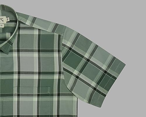 Image of GHPC 100% Cotton Checkered Half Sleeves Regular Fit Formal Shirt for Men