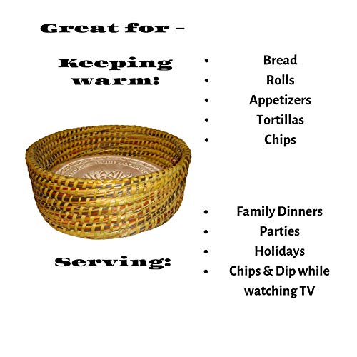 Warming Bread Basket Lotus Warmer Tile Stone Hand Woven For Rolls Appetizers by The Crabby Nook (Autumn Spice) - Thumbnail 2