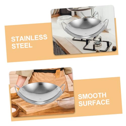 Wok de acero inoxidable con doble asa y estructura de panal miniatura 4