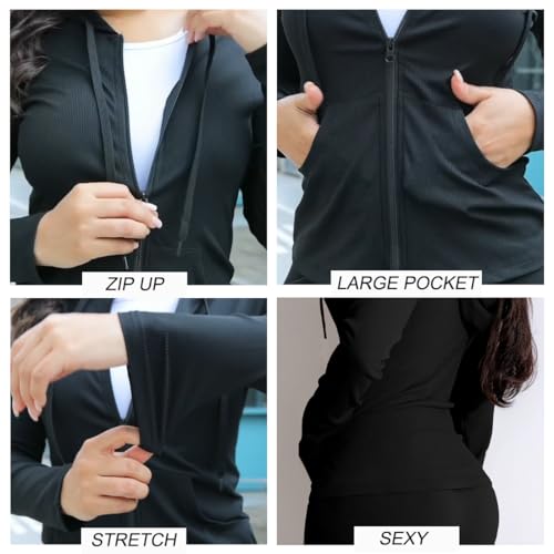 YeGine Women 2 Piece Outfits Long Sleeve Tracksuit Bodycon Matching Sets Hoodie Jacket Jogging Suit4