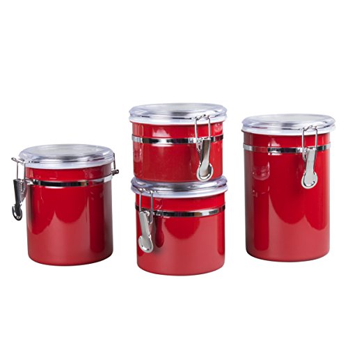Creative Home 50283 4-Pieces Stainless Steel Canister Container Set with Air Tight Lid