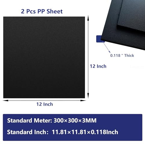 Image of 2 Pack Black Plastic Sheet 12x12x0.12 in Flexible High Tensile Plastic Sheets Black Plastic Panel for DIY Materials Handicrafts Home Decoration