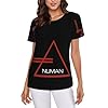 MZPQDKSLK Women's Gary Logo Graphic Black Numan T-Shirt Short Sleeve T Shirt for Women Round Neck Music Band Tshirt Clothes Merch for Fans Gift #1