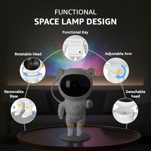 Image of Amazon Basics Astronaut Galaxy Light | Standing Space Man Design | White | ABS+PC+PVC | 7-Color | USB Powered | 10 sq. m Coverage | 11.9 x 11.1 x 22.8 cm