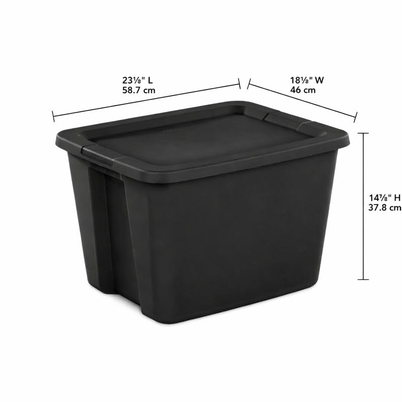Image of 18 Gallon Plastic Storage Tote with Secure Snap-On Lid, Stackable Storage Bin for Linens, Seasonal Decor, Keepsakes & Home Organization (Black)