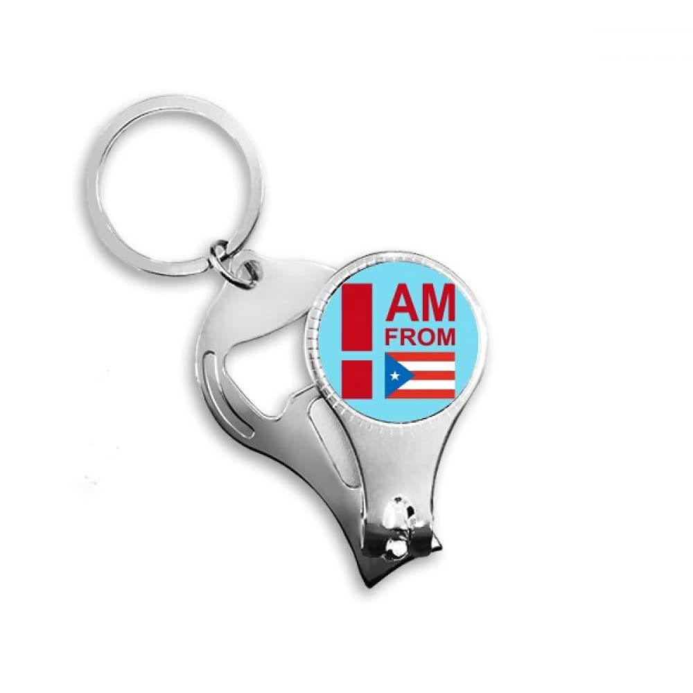 I Am From Puerto Rico Art Deco Gift Fashion Nail Nipper Ring Key Chain Bottle Opener Clipper
