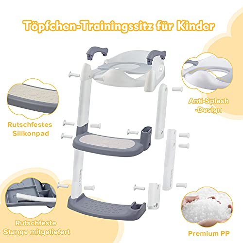 Toilettensitz Kinder, Toilettentrainer mit Leiter &PU Gepolstert, Faltbar Töpfchen für Kinder ab 1-7 Jahren Kids Wc-Sitz für 38-42cm - Image 3