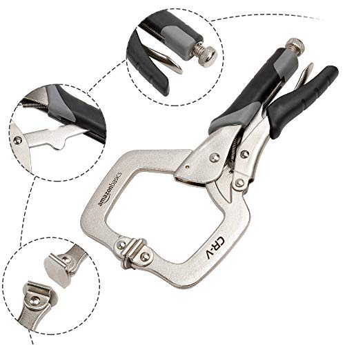 Amazon Basics Adjustable Metal Face Clamps for Woodworking, Welding, or Repairs, 3-inch Jaw Reach, 2-Pack, Black/Silver view 2