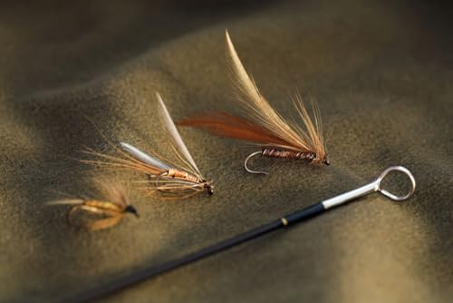 Hand tied fly fishing wet flies and rod. Poster Print by Loop Images Ltd. (17 x 11)