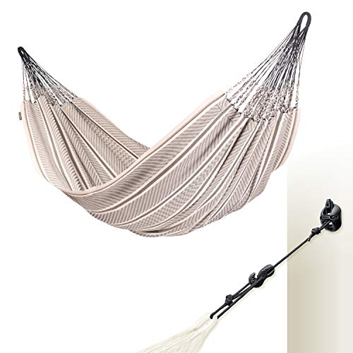 LA SIESTA Flora Zebra - Organic Cotton Kingsize Family Classic Hammock with CasaMount