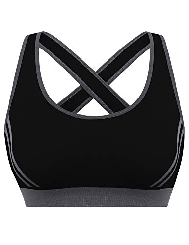 Hawiton Reggiseni Sportivi Donna Push Up Intimo Sportivo Traspirante Bra Backless Design Assorbente Reggiseno per Yoga Fitness Tennis Running