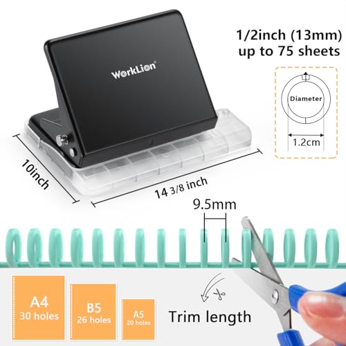 image for Binding Machine for Planner： WORKLION Metal 10 Hole Punch&Multi Colo