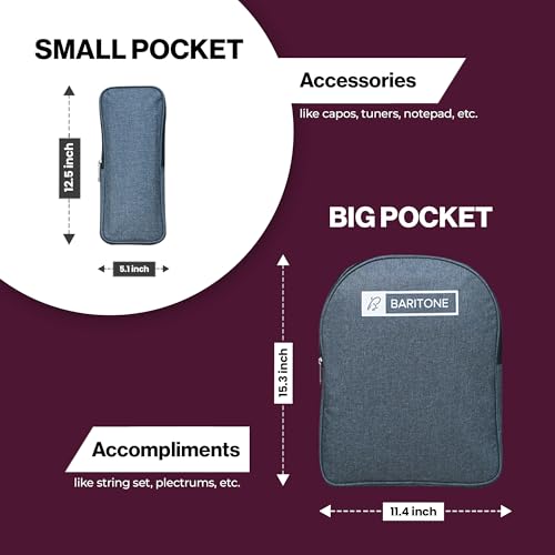 Image of Baritone Nylon Luggage Guitar Gig Bag Cover Padded For All Guitar Like Yamaha FS80C, F280, F310, F370, F620, APX600, CPX600 (Grey)