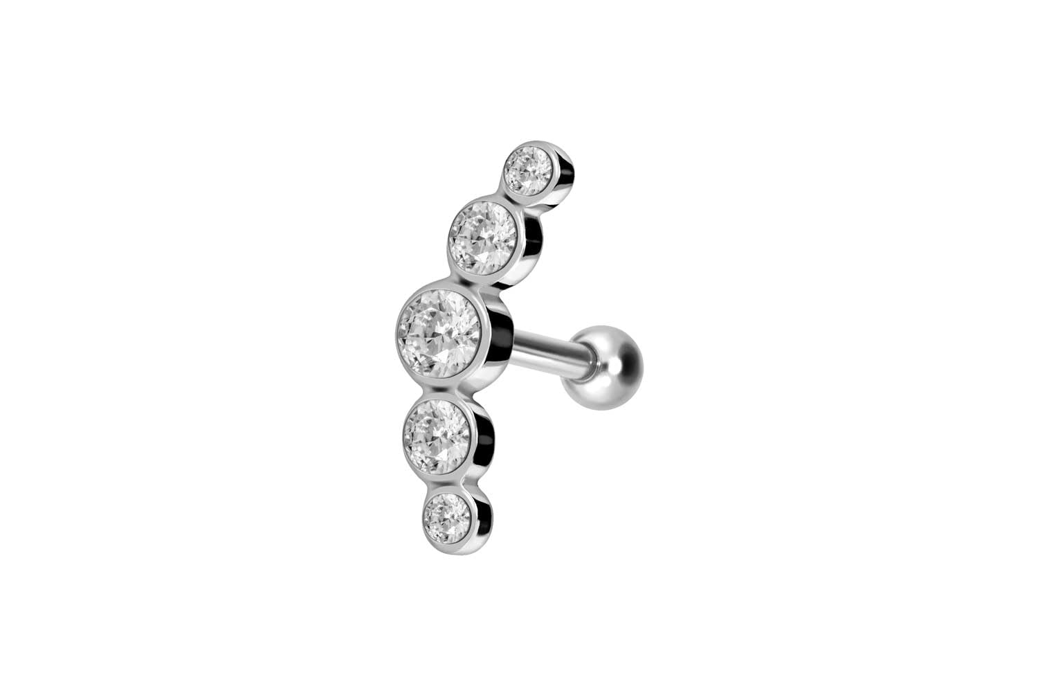 PIERCINGLINE Chirurgenstahl Ohrpiercing - langlebig & hautfreundlich - stylischer Ohrschmuck - Helix Stecker - 5 Kristalle