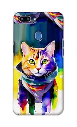 Image of Printed Hard Back Cover for Realme 2 Back Cover (Coloured Cat) -190724(EA)
