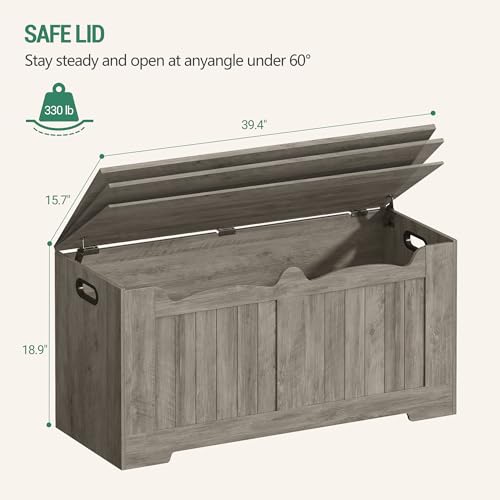 Image of Hzuaneri 39.4 inch Storage Chest, Storage Bench Trunk with 2 Safety Hinge,Wooden Box, Lift-Top Chest Organizer, Shoe Bench for Entryway, Bedroom, Living Room, Greige SB01005X